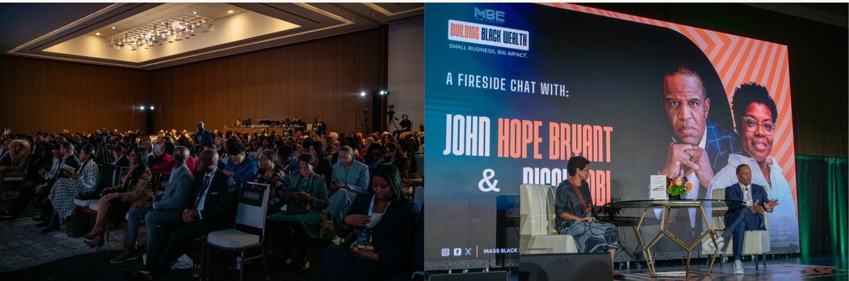 The keynote fireside chat with John Hope Bryant. Photography by Bobby Shakes.